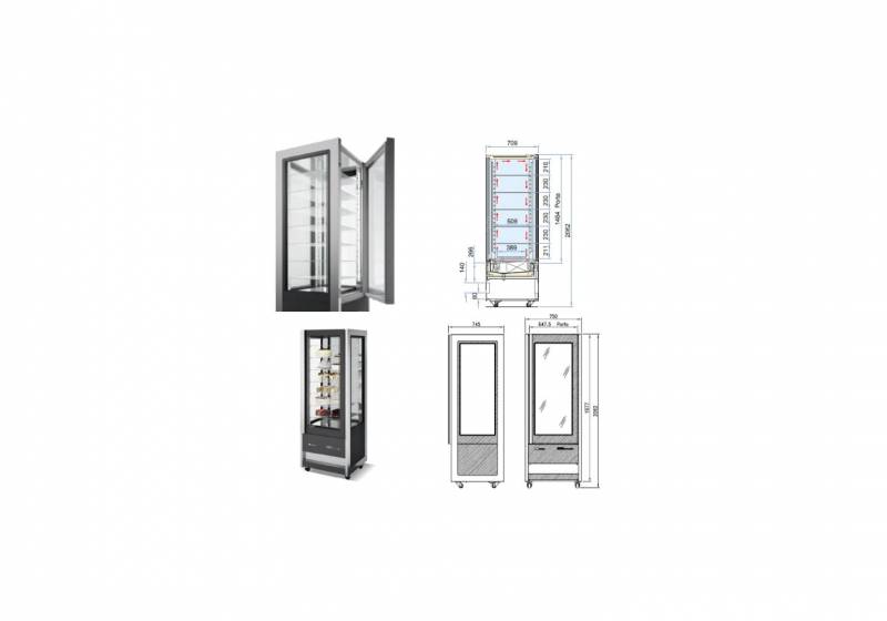 Vitrine 4 faces idéales pour présentation des entremets et autres pâtisseries.