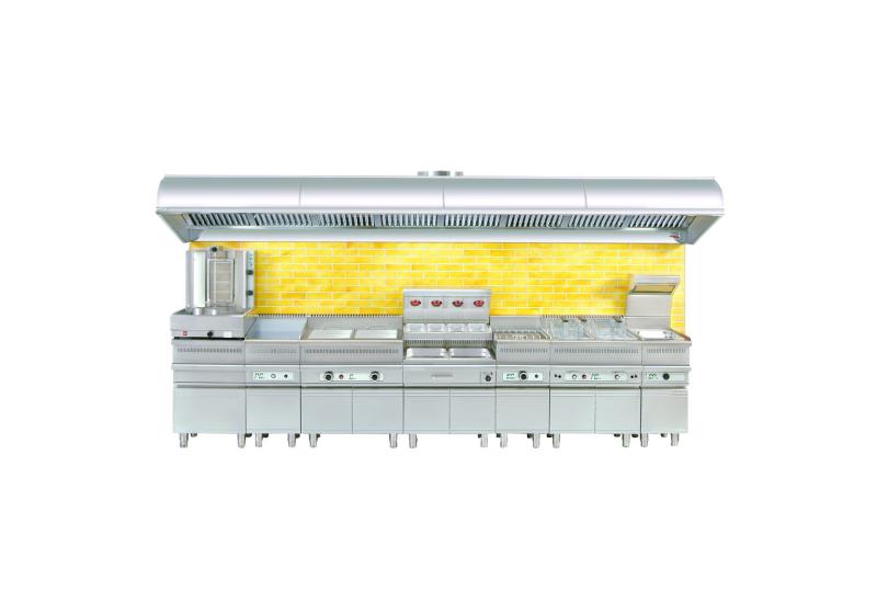 Ligne classique 60 : Vous avez le choix entre de nombreux produits différents tels que Gyros, Frytops, Friteuses, Grills, Bain Maries, Cuisinières, Chauffe frites, qui viendront compléter votre "Snack Line"