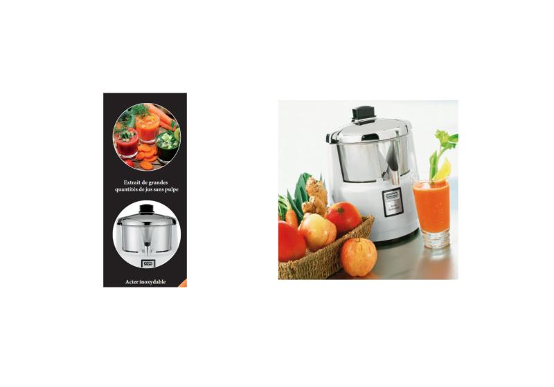 Centrifugeuse de 330W permettant un débit plus rapide et une réduction de pulpe avec lame