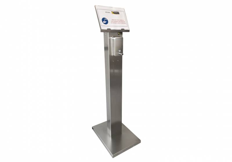 STATION DE DISTRIBUTION DE GEL   SUR PIEDS   TOUT INOX